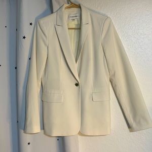 Calvin Klein White Polyester/Rayon Blazer